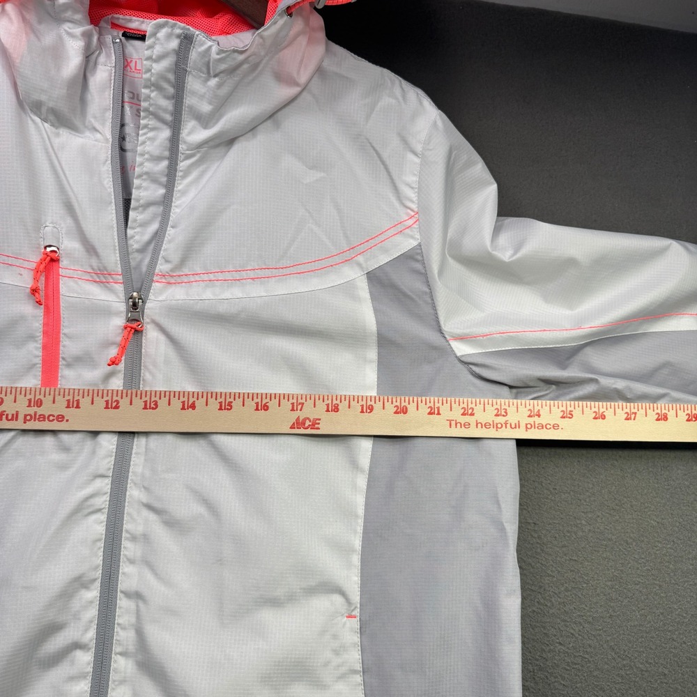 Free Country Jacket Womens XL White Grey Neon Pink Windbreaker Hooded Full Zip - Picture 4 of 11